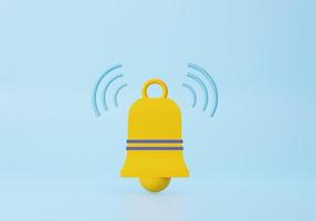 Notification message bell warning icon and alarm icon. 3d rendering illustration. photo