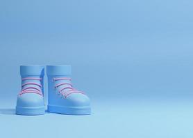 cartoon sneakers blue background. 3d rendering photo