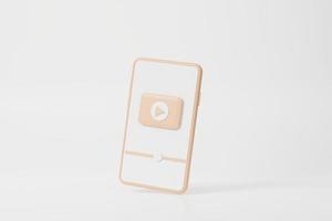 Mobile icon modern playing video floating on pink background, wireless media connection Cartoon minimal style,internet ,banner ,copy space, 3d render illustration photo