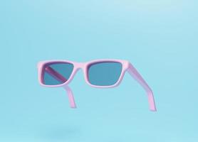 Pink fashion sunglasses and black lens optic on summer object background with modern accessory design. 3D rendering. photo