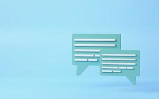 Minimal 3D green chat bubbles on a blue background. the concept of social media messages. 3d rendering illustrations photo