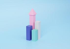 Graph icon minimal style Data analytics Optimization growth statistics finance graph Stock market To invest business development concept. 3D rendering illustrations photo