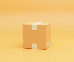 orange color cardboard box for shipping goods 3d illustration photo