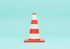 3D red traffic cones icon on blue background. accident prevention concept. Cartoon minimal cute smooth. 3d rendering illustrations photo