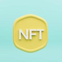 NFT non-fungible token, 3d nft icon symbol. 3d render illustration photo