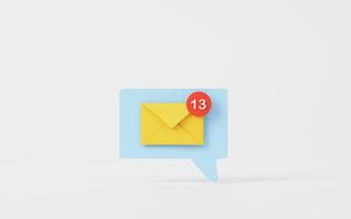 New email notification icon with one e-mail message. minimal design. 3d rendering photo