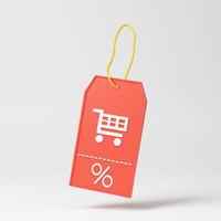 rojo precio etiqueta etiqueta con porcentaje para ventas márketing promoción icono 3d ilustración representación foto