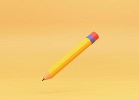 yellow colored pencil on an orange background. 3d rendering photo