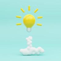 3d light bulb launch icon, brainstorm, smart thinking and creative idea concept. 3d render illustration photo