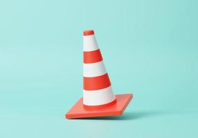3D red traffic cones icon on green background. accident prevention concept. Cartoon minimal cute smooth. 3d rendering illustrations photo