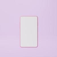 Smartphone mockup with blank white screen on pink background. 3D Render photo