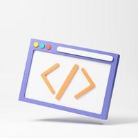 Web Development concept. Website coding, Web page. 3d rendering icon. Cartoon minimal style. photo
