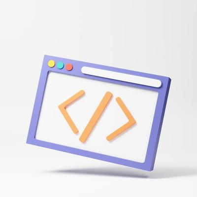Web Development concept. Website coding, Web page. 3d rendering icon. Cartoon minimal style.