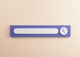 Search bar design element. Navigation and search concept. 3d rendering icon. Cartoon minimal style. photo