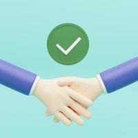 Handshake icon, symbol. Handshakes of business partners with Successful deals. 3d render illustration photo