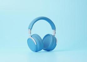 Wireless headphones on a blue background. 3d rendering illustration photo