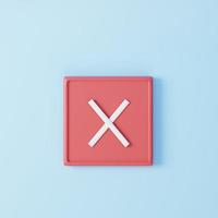 Negative or decline sign 3d render. Interface button isolated on blue. photo