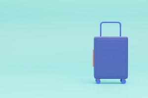 Blue travel suitcase on Sky Blue background. travel concept. minimal style. 3d rendering photo