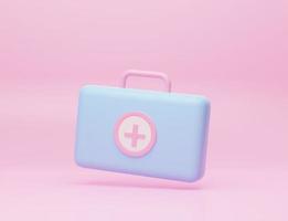 Pastel blue and pink medical bag cartoon style 3d rendering photo