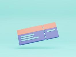 minimal ticket icon isolated. 3d rendering photo