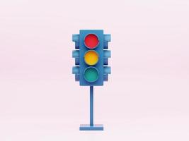 blue traffic light. minimalist concept. 3d rendering photo