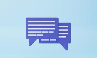 Two speech bubble or comment sign symbol on blue background. 3d rendering. photo