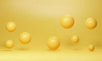 Yellow orb balls on coral background. Realistic 3d shapes. Horizontal banner, poster, header pattern for website. render illustration photo