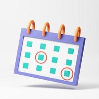 Calendar assignment icon. Planning concept. 3d rendering illustration. photo