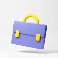 Businessman briefcase or schoolbag. Education, learning, business, finance concept. 3d rendering icon. Cartoon minimal style. photo