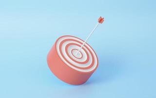 Pink arrow hit the center of target or goal of success. Business target achievement concept, minimal, 3d render. photo