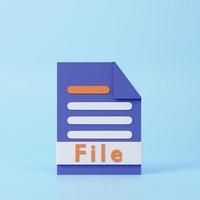 File or document 3d rendering icon on blue background. photo