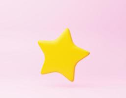 Yellow star isolated on a pink background. 3D rendering photo