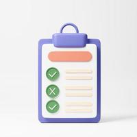 Assignment icon. Clipboard, checklist, document symbol. Business, education concept. 3d rendering illustration. photo