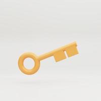 minimal yellow key isolated on a white background. simple design. 3d rendering photo