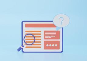 FAQ, frequently asked question concept. Online communication, getting help information, asking and answering questions. Online Support center. 3d rendering illustration. photo