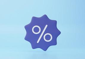 Shopping price tag, discount coupon with percent symbol. Online shopping, discount offer, sales, promotion. 3d rendering icon. Cartoon minimal style. photo