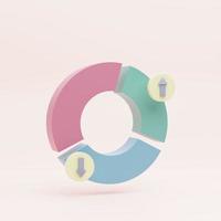 Financial chart economic analysis icon. on a faded pink background. 3d rendering illustration photo