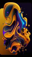 Abstract colorful gradient fluid grow in the dark. illustration. photo