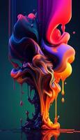 Abstract colorful gradient fluid grow in the dark. illustration. photo