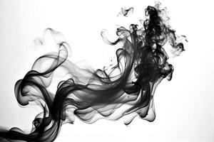 Black smoke isolated on white background. Ai generated. photo