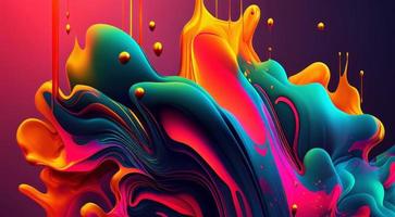 Abstract colorful gradient fluid grow in the dark. illustration. photo