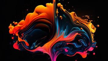 Abstract colorful gradient fluid grow in the dark. illustration. photo