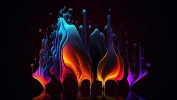 Abstract colorful gradient fluid grow in the dark. illustration. photo