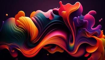 Abstract colorful gradient fluid grow in the dark. illustration. photo