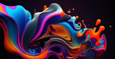 Abstract colorful gradient fluid grow in the dark. illustration. photo