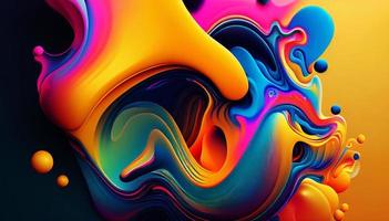 Abstract colorful gradient fluid grow in the dark. illustration. photo