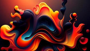 Abstract colorful gradient fluid grow in the dark. illustration. photo