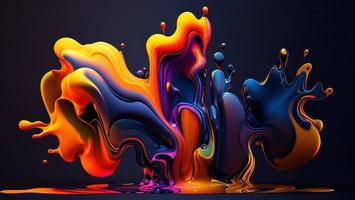 Abstract colorful gradient fluid grow in the dark. illustration. photo