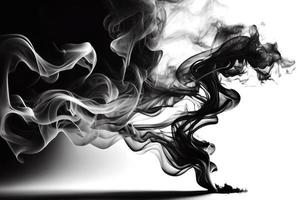 Black smoke isolated on white background. Ai generated. photo