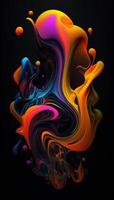 Abstract colorful gradient fluid grow in the dark. illustration. photo